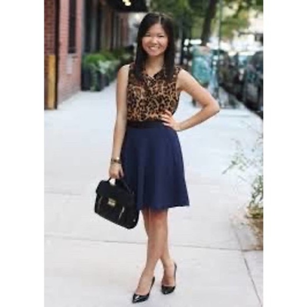 Classic Navy A-Line Skirt - Women's Flared Skirt